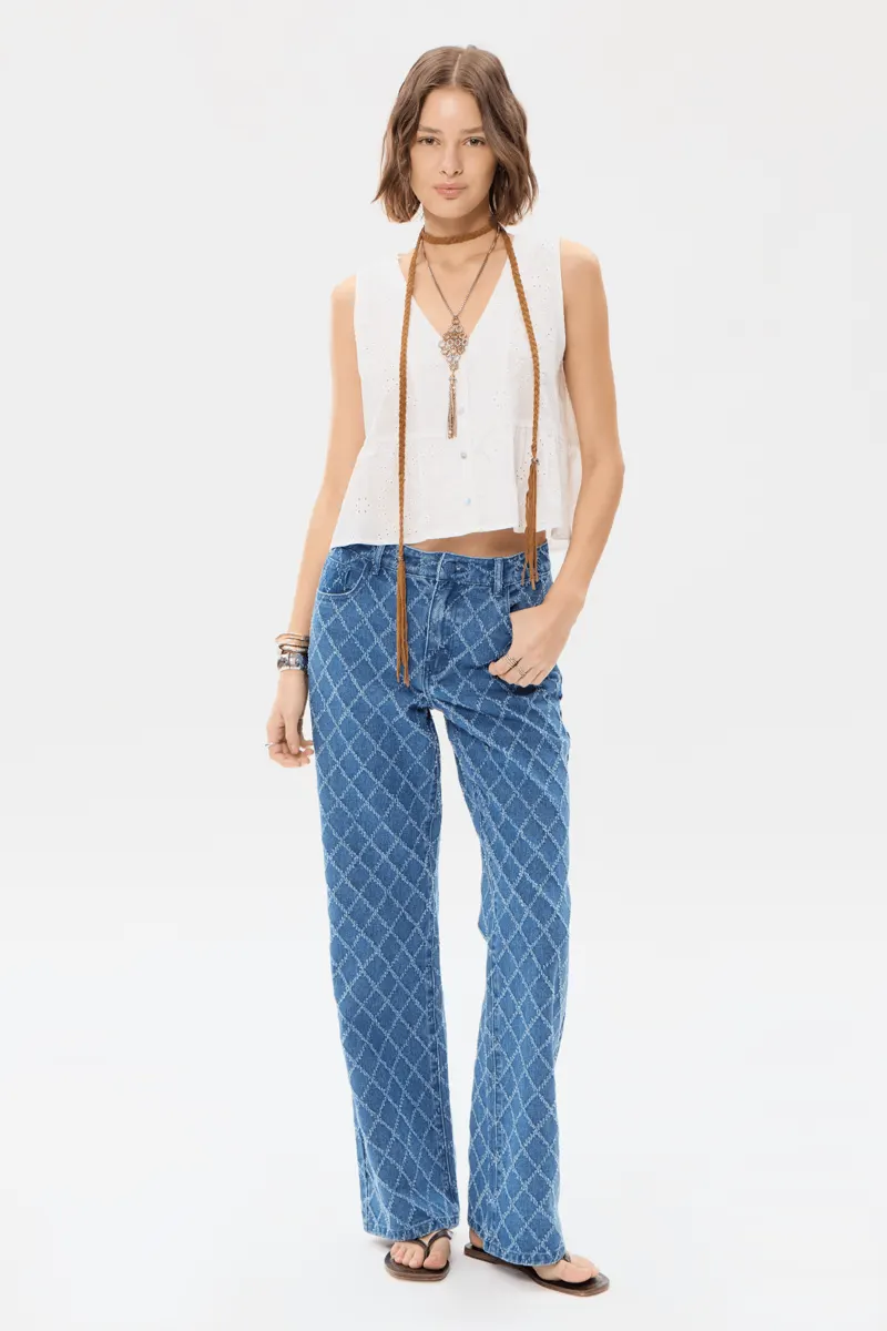 Flare Mid Rise Diamond Blue