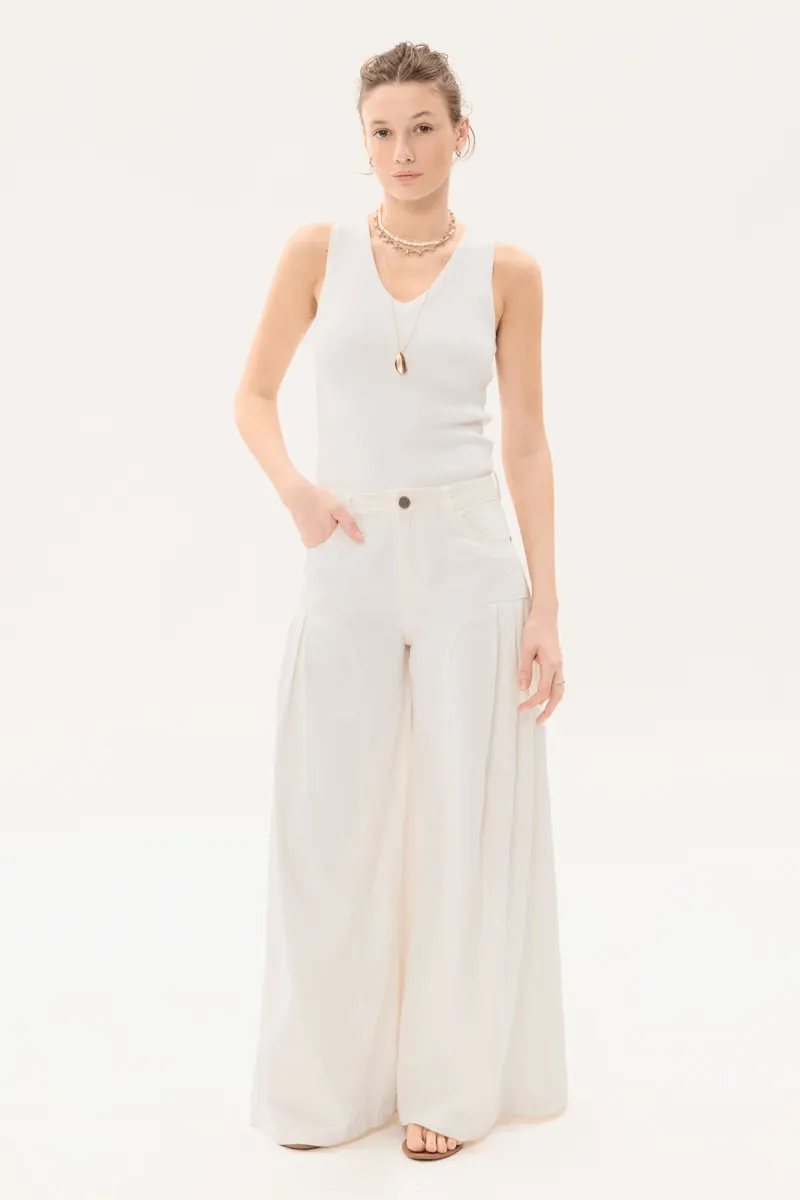 Wide Bell Denim White