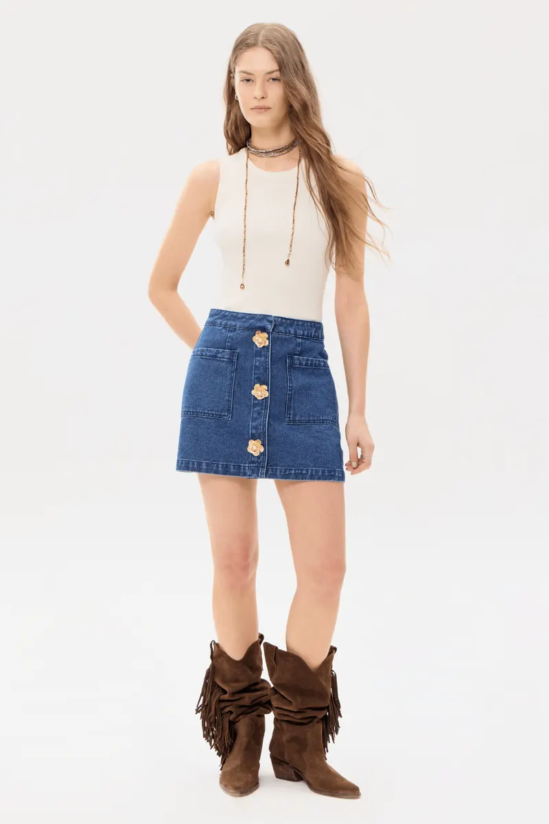 Mini Flower Denim Blue