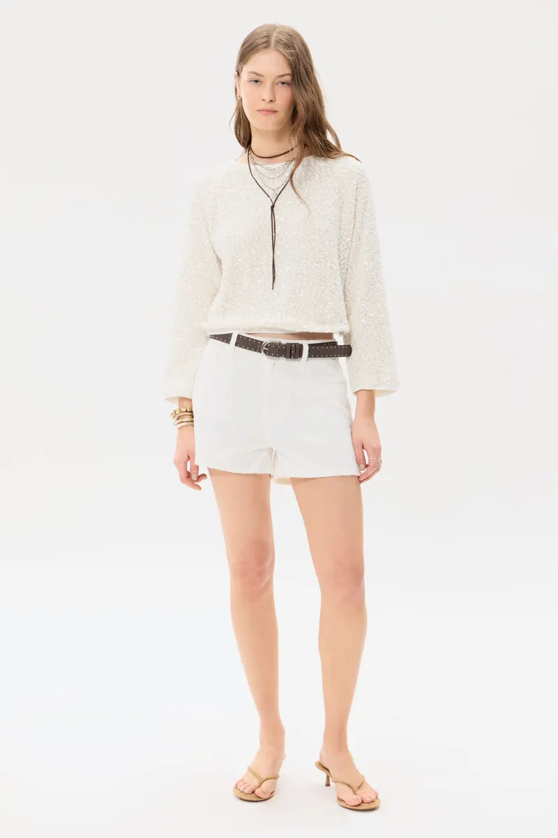 Short Mery Denim White